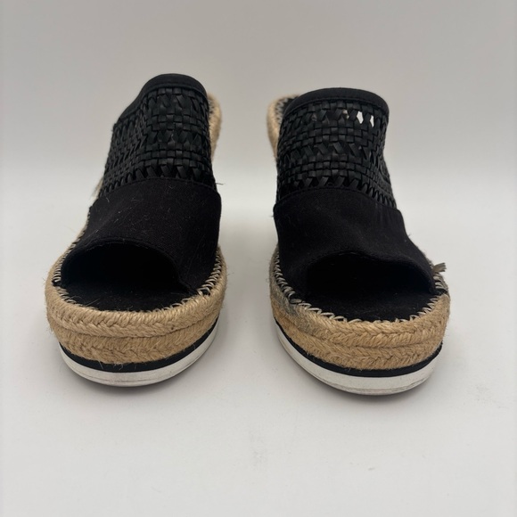 TOMS Black Woven Wedges with Tan Espadrille - Picture 3 of 12